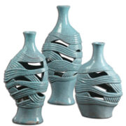 Uttermost Glesig Sea Foam Blue Vases, Set/3